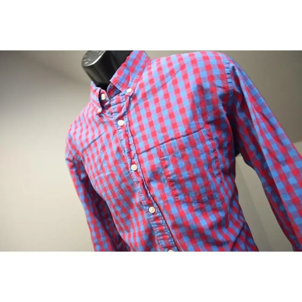 J Crew Slim Fit Casual Button Up Dress Shirt Plaid Long Sleeve Mens Size Large